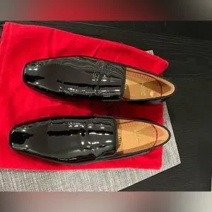 Christian Louboutin Danelion Never Worn Christian Louboutin Dandelion Strass Logo Black Suede Loafer  main image 4